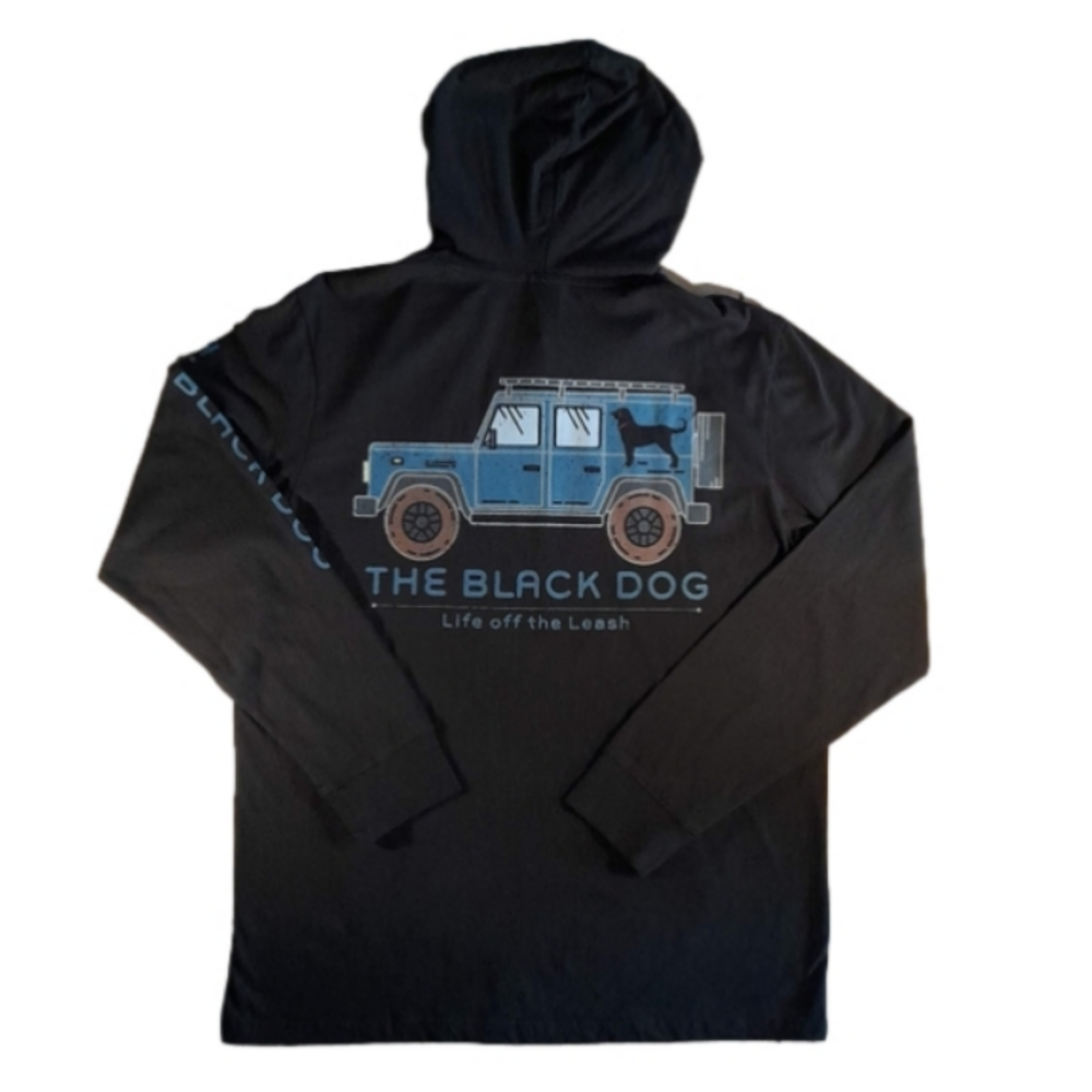 The Black Dog Sweatshirt Mens Medium Gray Full Zip Hoodie Beach Doggy Offroad - Picture 3 of 10